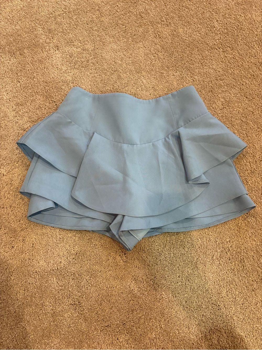 English Factory Light Blue Layered Ruffle Skort